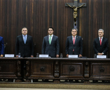 O governador Carlos Massa Ratinho Junior participa da solenidade que formaliza a Força-Tarefa Infância Segura de Prevenção e Combate a Crimes Contra a Criança, nesta quinta-feira (21) no Palácio da Justiça.    Curitiba, 21/02/2019 -  Foto: Geraldo Bubniak/ANPr