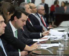 O governador Carlos Massa Ratinho Junior participa da solenidade que formaliza a Força-Tarefa Infância Segura de Prevenção e Combate a Crimes Contra a Criança, nesta quinta-feira (21) no Palácio da Justiça.    Curitiba, 21/02/2019 -  Foto:  Rodrigo Félix Leal/ANPr