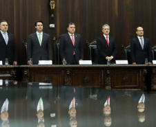 O governador Carlos Massa Ratinho Junior participa da solenidade que formaliza a Força-Tarefa Infância Segura de Prevenção e Combate a Crimes Contra a Criança, nesta quinta-feira (21) no Palácio da Justiça.    Curitiba, 21/02/2019 -  Foto:  Rodrigo Félix Leal/ANPr
