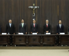 O governador Carlos Massa Ratinho Junior participa da solenidade que formaliza a Força-Tarefa Infância Segura de Prevenção e Combate a Crimes Contra a Criança, nesta quinta-feira (21) no Palácio da Justiça.    Curitiba, 21/02/2019 -  Foto:  Rodrigo Félix Leal/ANPr