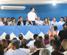 Governador Carlos Massa Ratinho Júnior participa da posse da diretoria da Associação dos Municípios do Norte Pioneiro (Amunorp), em Pinhalão, no Clube Aerp. - Pinhalão 22/02/2019 - Foto: Rodrigo Félix Leal/ANPr