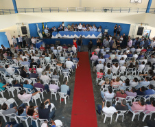 Governador Carlos Massa Ratinho Júnior participa da posse da diretoria da Associação dos Municípios do Norte Pioneiro (Amunorp), em Pinhalão, no Clube Aerp. - Pinhalão 22/02/2019 - Foto: Rodrigo Félix Leal/ANPr