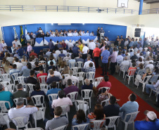 Governador Carlos Massa Ratinho Júnior participa da posse da nova diretoria da Associação dos Municípios do Norte Pioneiro (Amunorpi). O prefeito de Pinhalão, Sérgio Rodrigues é o presidente da Associação.  -  Pinhalão, 22/01/2019  -  Foto: Jaelson Lucas/ANPr