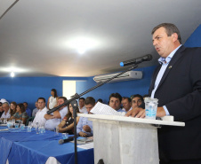 Governador Carlos Massa Ratinho Júnior participa da posse da nova diretoria da Associação dos Municípios do Norte Pioneiro (Amunorpi). O prefeito de Pinhalão, Sérgio Rodrigues é o presidente da Associação.  -  Pinhalão, 22/01/2019  -  Foto: Jaelson Lucas/ANPr