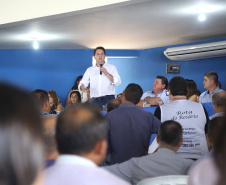 Governador Carlos Massa Ratinho Júnior participa da posse da nova diretoria da Associação dos Municípios do Norte Pioneiro (Amunorpi). O prefeito de Pinhalão, Sérgio Rodrigues é o presidente da Associação.  -  Pinhalão, 22/01/2019  -  Foto: Jaelson Lucas/ANPr