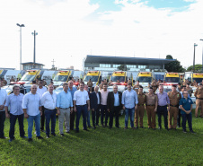 O governador Carlos Massa Ratinho Jr entregou nesta sexta(22) novas viaturas, aparelhos etolométricos e coletes balísticos às unidades da Polícia Militar que pertencem ao 2 Comando Regional - Londrina e região. Londrina,22/02/2019 -  Foto: Rodrigo Félix Leal/ANPr