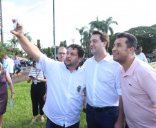 O governador Carlos Massa Ratinho Jr entregou nesta sexta(22) novas viaturas, aparelhos etolométricos e coletes balísticos às unidades da Polícia Militar que pertencem ao 2 Comando Regional - Londrina e região. Londrina,22/02/2019 -  Foto: Rodrigo Félix Leal/ANPr