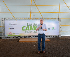 O secretário da Agricultura e Abastecimento do Paraná, Norberto Ortigara, durante abertura, nesta quarta-feira (27), do Dia de Campo Verão 2019, da Cooperativa Agraria, de Entre Rios, em Guarapuava.  -  27/02/2019  -  Foto:  Divulgação SEAB