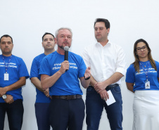 O governador Carlos Massa Ratinho Junior empossa a nova diretoria do Instituto de Tecnologia do Paraná (Tecpar). Tomam posse como diretor-presidente do Tecpar, Fabio Cammarota; diretora comercial, Danielle Portela; o diretor de Desenvolvimento Tecnológico e Inovação, Rafael Rodrigues; e diretor de Administração e Finanças, Arnaldo da Fonseca. Foto: Rodrigo Félix Leal/ANPr