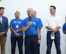 O governador Carlos Massa Ratinho Junior empossa a nova diretoria do Instituto de Tecnologia do Paraná (Tecpar). Tomam posse como diretor-presidente do Tecpar, Fabio Cammarota; diretora comercial, Danielle Portela; o diretor de Desenvolvimento Tecnológico e Inovação, Rafael Rodrigues; e diretor de Administração e Finanças, Arnaldo da Fonseca. Foto: Rodrigo Félix Leal/ANPr