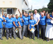 O governador Carlos Massa Ratinho Junior empossa a nova diretoria do Instituto de Tecnologia do Paraná (Tecpar). Tomam posse como diretor-presidente do Tecpar, Fabio Cammarota; diretora comercial, Danielle Portela; o diretor de Desenvolvimento Tecnológico e Inovação, Rafael Rodrigues; e diretor de Administração e Finanças, Arnaldo da Fonseca. Foto: Rodrigo Félix Leal/ANPr