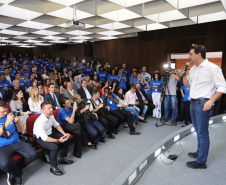 O governador Carlos Massa Ratinho Junior empossa a nova diretoria do Instituto de Tecnologia do Paraná (Tecpar). Tomam posse como diretor-presidente do Tecpar, Fabio Cammarota; diretora comercial, Danielle Portela; o diretor de Desenvolvimento Tecnológico e Inovação, Rafael Rodrigues; e diretor de Administração e Finanças, Arnaldo da Fonseca. Foto: José Fernando Ogura/ANPr