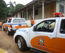 A Coordenadoria Estadual de Proteção e Defesa Civil realiza simulado de abandono com comunidade em área de risco de Morretes, no Litoral do Paraná.  -  Morretes, 16/03/2019  -  Foto: Jaelson Lucas/ANPr