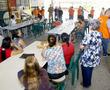 A Coordenadoria Estadual de Proteção e Defesa Civil realiza simulado de abandono com comunidade em área de risco de Morretes, no Litoral do Paraná. Morretes,16/03/2019 Foto:Jaelson Lucas ANPr