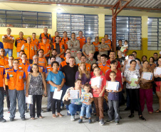 A Coordenadoria Estadual de Proteção e Defesa Civil realiza simulado de abandono com comunidade em área de risco de Morretes, no Litoral do Paraná. Morretes,16/03/2019 Foto:Jaelson Lucas ANPr