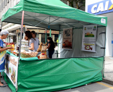 A Copasol Sul, cooperativa de agricultura familiar de Agudos do Sul, na Região Metropolitana de Curitiba, fez sua estreia em vendas diretas de seus produtos ao consumidor durante a Feira das Cooperativas, que acontece todas às sextas-feiras, em Curitiba.  Foto:SEAB