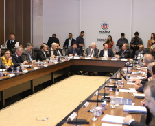 Governador Carlos Massa Ratinho Júnior coordena reunião com o secretariado  -  Curitiba, 19/03/2019  -  Foto: Rodrigo Félix Leal/ANPr