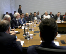 O Governo do Paraná, por meio da Secretaria da Justiça, Família e Trabalho, reforçou as ações de garantia de direitos, assistência social e apoio à geração empregos. Só nos três primeiros meses de gestão foram mais de 100 ações nesta área. O desempenho nesta área foi tema da reunião do vice-governador Darci Piana com o secretariado, realizada nesta terça-feira (2), no Palácio Iguaçu, em Curitiba. Curitiba, 02/04/2019  -  Foto: Jaelson Lucas/ANPr