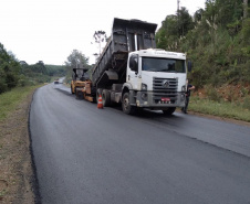 recapeamento da rodovia PR-170, trecho Entr. BR-153(Jangada do Sul) - Bituruna. Executados 25 km do total de 46,27 km.  -  Curitiba, 02/04/2019  -  Foto: Divulgação DER/SEIL