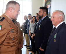 Batalhão da Policia Ambiental comemora 62 anos, vice governador Darci Piana recebe medalha do mérito ambiental.
Foto Gilson Abreu/ANPr