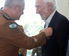Batalhão da Policia Ambiental comemora 62 anos, vice governador Darci Piana recebe medalha do mérito ambiental.
Foto Gilson Abreu/ANPr