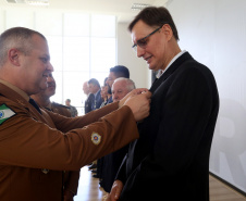 Batalhão da Policia Ambiental comemora 62 anos, vice governador Darci Piana recebe medalha do mérito ambiental.
Foto Gilson Abreu/ANPr