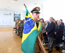 Batalhão da Policia Ambiental comemora 62 anos, vice governador Darci Piana recebe medalha do mérito ambiental.
Foto Gilson Abreu/ANPr