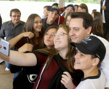 Governador Carlos Massa Ratinho Júnior inaugura em Guarapuava a nova sede do Colégio Estadual Leni Marlene Jacob  -  Guarapuava, 04/04/2019  -  Foto: Jaelson Lucas/ANPr