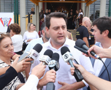 Governador Carlos Massa Ratinho Júnior inaugura em Guarapuava a nova sede do Colégio Estadual Leni Marlene Jacob  -  Guarapuava, 04/04/2019  -  Foto: Rodrigo Felix Leal/ANPr