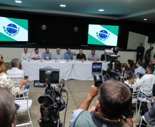 O governador Carlos Massa Ratinho Junior  participa de coletiva na Expolondrina nesta quarta-feira (10).  Londrina, 10/04/2019 -  Foto: Geraldo Bubniak/ANPr