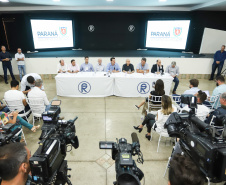 O governador Carlos Massa Ratinho Junior  participa de coletiva na Expolondrina nesta quarta-feira (10).  Londrina, 10/04/2019 -  Foto: Rodrigo Félix Leal/ANPr
