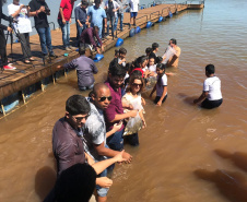 A Secretaria do Desenvolvimento Sustentável e Turismo promoveu nesta semana diversas ações em Londrina, Sertaneja e Centenário do Sul. Houve o plantio de árvores e soltura de peixes, além da Tenda da Sustentabilidade com exposição didática para as crianças e distribuição de materiais de educação ambiental. As ações fazem parte do Programa Educação Ambiental para Bacias Hidrográficas.  -  Londrina, 11/-4/2019  -  Foto: Dênis Ferreira Netto/SEDEST