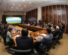 O governador Carlos Massa Ratinho Junior participa nesta segunda-feira (15) de Coletiva de Imprensa com um balanço dos 100 dias de gestão.   Curitiba, 15/04/2019 -  Foto: Geraldo Bubniak/ANPr