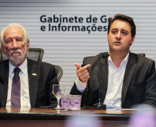 O governador Carlos Massa Ratinho Junior participa nesta segunda-feira (15) de Coletiva de Imprensa com um balanço dos 100 dias de gestão.   Curitiba, 15/04/2019 -  Foto: Geraldo Bubniak/ANPr
