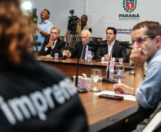 O governador Carlos Massa Ratinho Junior participa nesta segunda-feira (15) de Coletiva de Imprensa com um balanço dos 100 dias de gestão.   Curitiba, 15/04/2019 -  Foto: Geraldo Bubniak/ANPr