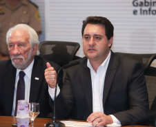 O governador Carlos Massa Ratinho Junior participa nesta segunda-feira (15) de Coletiva de Imprensa com um balanço dos 100 dias de gestão. Curitiba, 15/04/2019  -  Foto: Rodrigo Félix Leal/ANPr