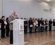 O governador em exercício Darci Piana participa da Posse  dos novos representantes da sociedade civil para a gestão 2019/2021 do O Conselho Estadual do Idoso (CEDI) do Paraná   no Salão de Atos do Palácio Iguaçu,  nesta quarta-feira (24).   Curitiba, 24/04/2019 -  Foto: Geraldo Bubniak/ANPr