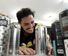Curso Técnicas da Arte Urbana, por Marciel Conrado.Curitiba, 17 de abril de 2019.Foto: Kraw penas/SEEC