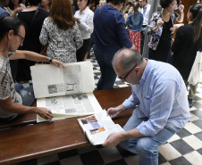 o Museu de Arte Contemporânea do Paraná (MAC-PR) e a Secretaria de Estado da Cultura (SEEC) abrem a exposição "História Sem Fim: O Pensamento Revolucionário de Adalice Araújo", no hall da SEEC. Curitiba, 30 de março de 2019.Foto: Kraw Penas/SEEC