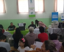A quinta edição da feira de serviços Paraná Cidadão em 2019 aconteceu em Mandirituba com 7,6 mil atendimentos registrados. Cerca de 5 mil pessoas que passaram pelo evento, encerrado nesta sexta-feira (26), tiveram acesso a diversos serviços gratuitos disponibilizados em um único local.  Mandirituba, 26/04/2019   -  Foto: Divulgação SEJUF