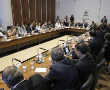 Governador Carlos Massa Ratinho Júnior durante reunião com a equipe de governo.Curitiba, 07-05-19.Foto: Arnaldo Alves / ANPr.