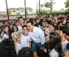 O governador Carlos Massa Ratinho Junior lança o programa Escola Segura. Foz do Iguaçu, 09/05/2019 - Foto: Geraldo Bubniak/ANPr