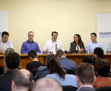 O governador Carlos Massa Ratinho Junior recebe a imprensa para entrevista coletiva, na Expoingá. Maringá,16/05/2019. FotoGilson Abreu/ANPr