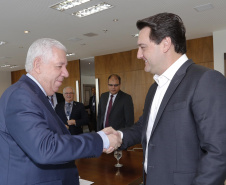 O governador Carlos Massa Ratinho Junior recebeu em seu gabinete o presidente da Assembléia de Deus, pastor Wagner Tadeu dos Santos Gaby e sua diretoria.Curitiba, 22-05-19Foto: Arnaldo Alves / ANPr