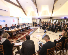 Governador Carlos Massa Ratinho Júnior participa em Gramado, na Serra Gaúcha, da reunião entre governadores, vice-governadores e secretários dos sete Estados que integram o Consórcio de Integração Sul e Sudeste (Cosud) - Gramado, RS, 25/05/2019 - Foto: Rodrigo Félix Leal/ANPr