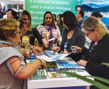 O Governo do Paraná apresentou as atrações turísticas do Estado durante a tradicional Feira BNT Mercosul, realizada neste final de semana. A edição de 2019 comemorou os 25 anos do evento e foi realizada em Itajaí (SC), com programação também em Balneário Camboriú e no Beto Carrero World.  -  Itajaí (SC), 26/05/2019  -  Foto:  Divulgação Paraná Turismo