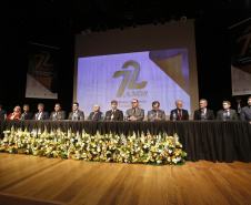 O governador Carlos Massa Ratinho Junior, participa das comemorações dos 72 anos do Tribunal de Contas do Estado. Presentes: ministro do Desenvolvimento Regional, Gustavo Canuto; entre outras autoridades.Curitiba, 03-06-19.Foto: Arnaldo Alves / ANPr.