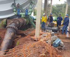 A nova tubulação de água implantada pela Sanepar, no trecho da captação do Rio Marrecas até a estação de tratamento, aumenta em 30% a capacidade de produção de água tratada de Francisco Beltrão.  -  Francisco Beltrão, 03/06/2019  -  Foto: Divulgação Sanepar