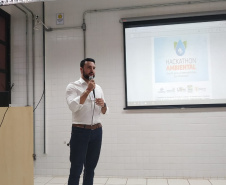 Sanepar, Pitágoras e UTFPR lançam desafio ambiental a estudantes em LondrinaO Hackathon Ambiental é uma maratona de 24 horas para apresentação de soluções para riscos dos mananciais. Gerente geral da Sanepar, Rafael Malaguido  -  Londrina, 06/06/2019  -  Foto: Divulgação Sanepar