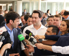 Governador Carlos Massa Ratinho Junior participa do seminário  do programa Investe Turismo, em Foz do Iguaçu. Foto: Rodrigo Felix Leal/ANPr